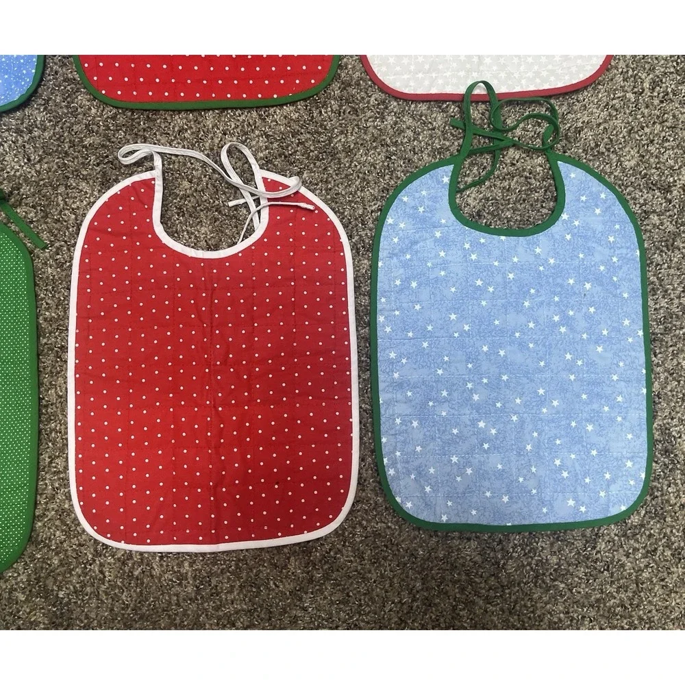 Lot Of 6 Quilted Handmade Christmas Baby Bib  Large Size‎ 12